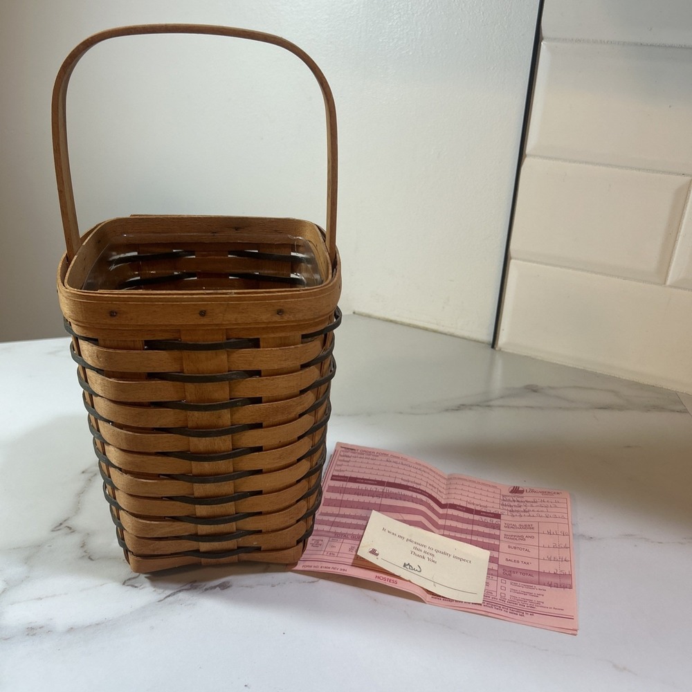 1995 VTG Longaberger Woven Heartland Large Peg Basket & Protector #11177‎